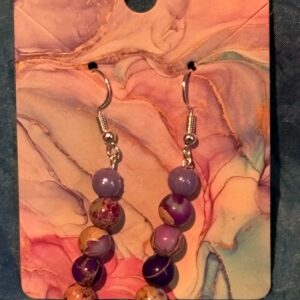 Handmade Dangle Earrings SS Purple sea sediment jasper