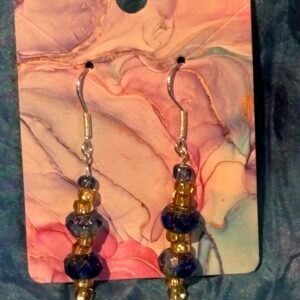 Handmade Dangle Earrings SS Sapphire gold washed Aqua