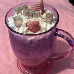 Strawberries and cream in glass mugs