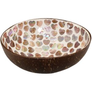 Coconut Bowl Mother Of Pearl Inlay Hearts