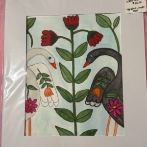 Dancing Swans Watercolor Painting