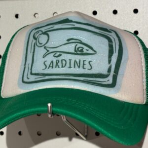 Handmade decoupage trucker hats Sardines