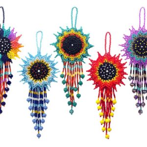 Beaded Sunflower Figurine Seed Bead Fringe Dangle Ornament