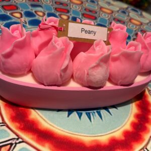 Roses bouquet candle in an oval bowl